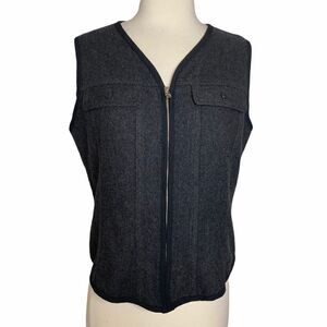 Vintage 90s Gap Vest Gray Wool Sleeveless Zip Front